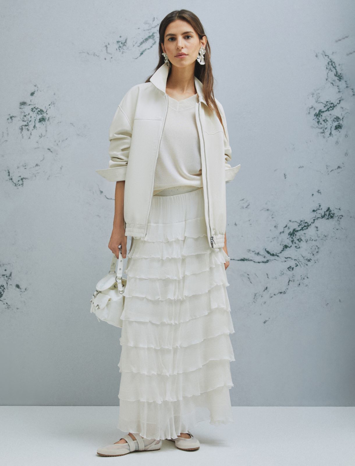 Crepon flounce skirt - WOOL WHITE - Marella - 2