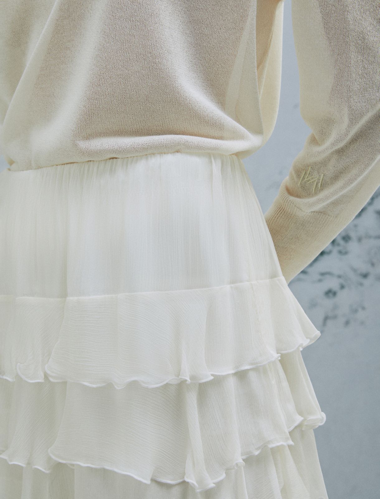 Crepon flounce skirt - WOOL WHITE - Marella - 5