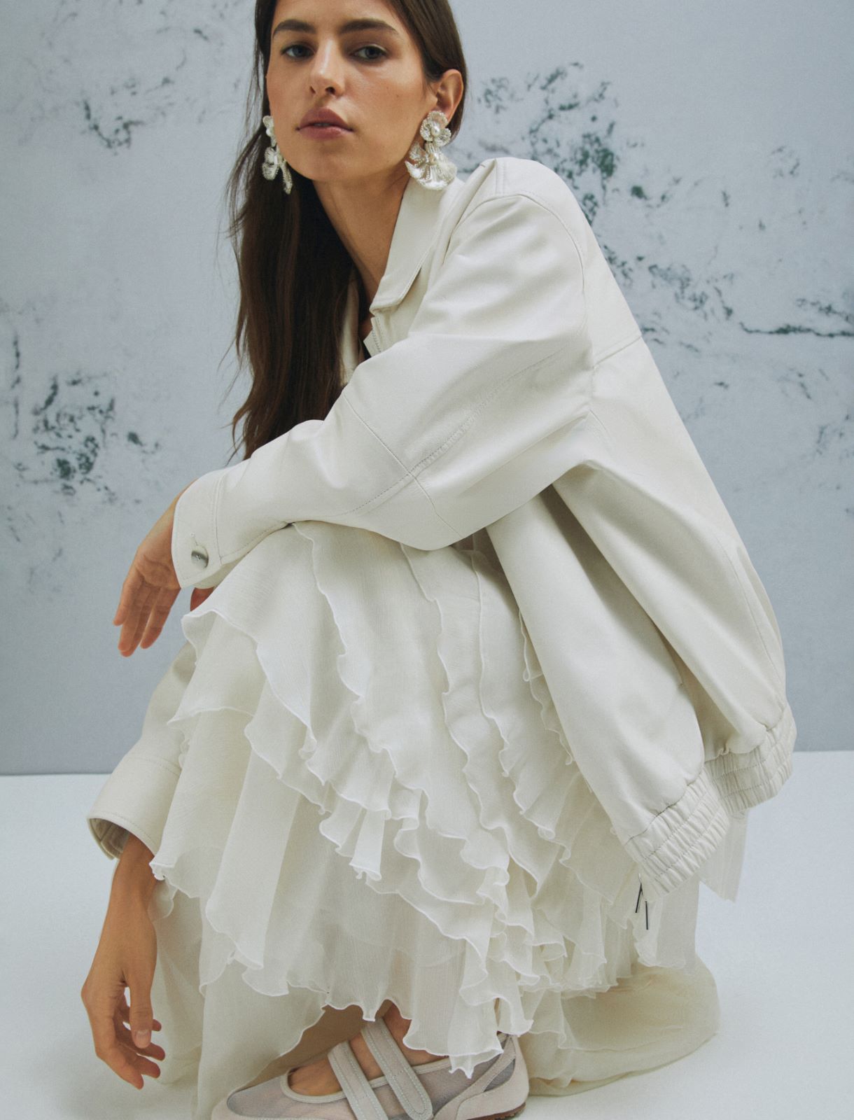 Crepon flounce skirt - WOOL WHITE - Marella - 6