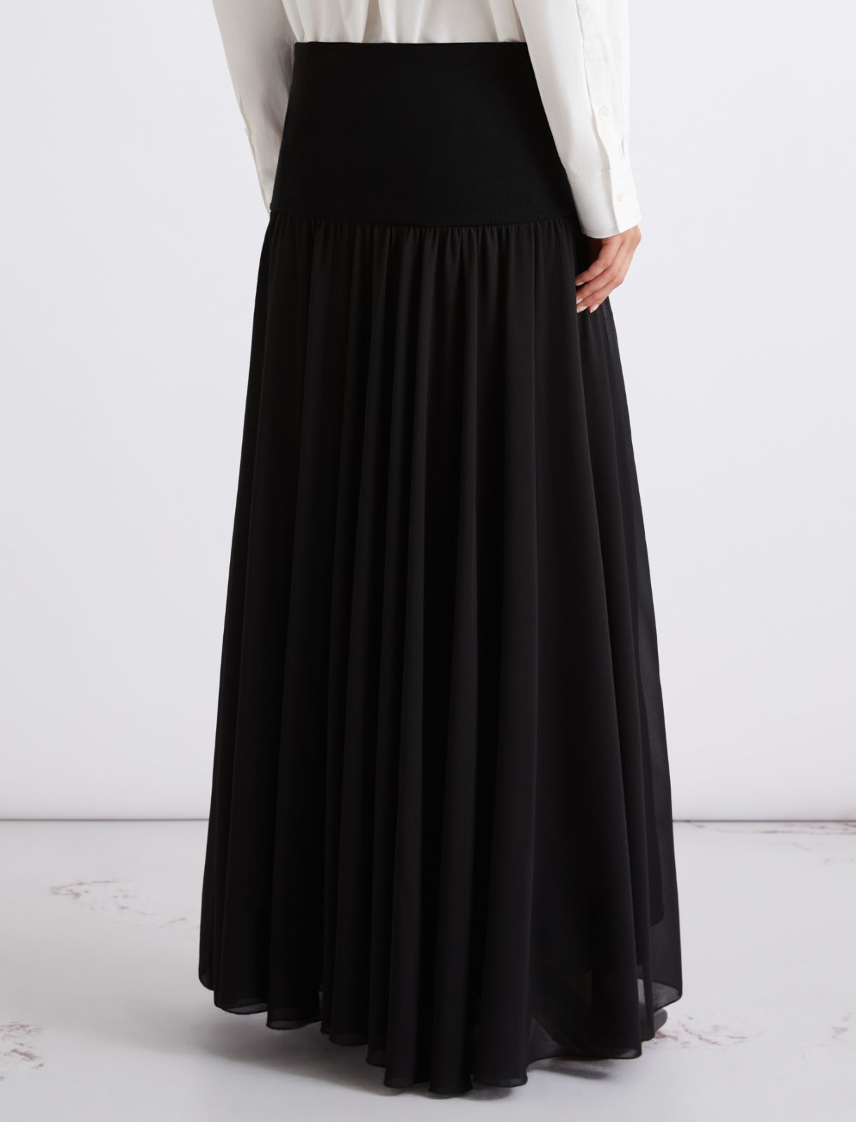 Flared georgette skirt - BLACK - Marella - 3
