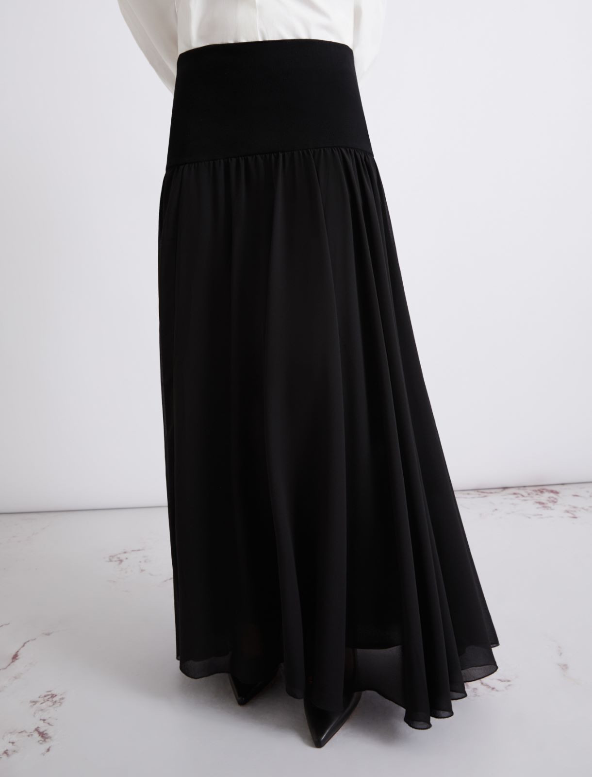 Flared georgette skirt - BLACK - Marella - 5