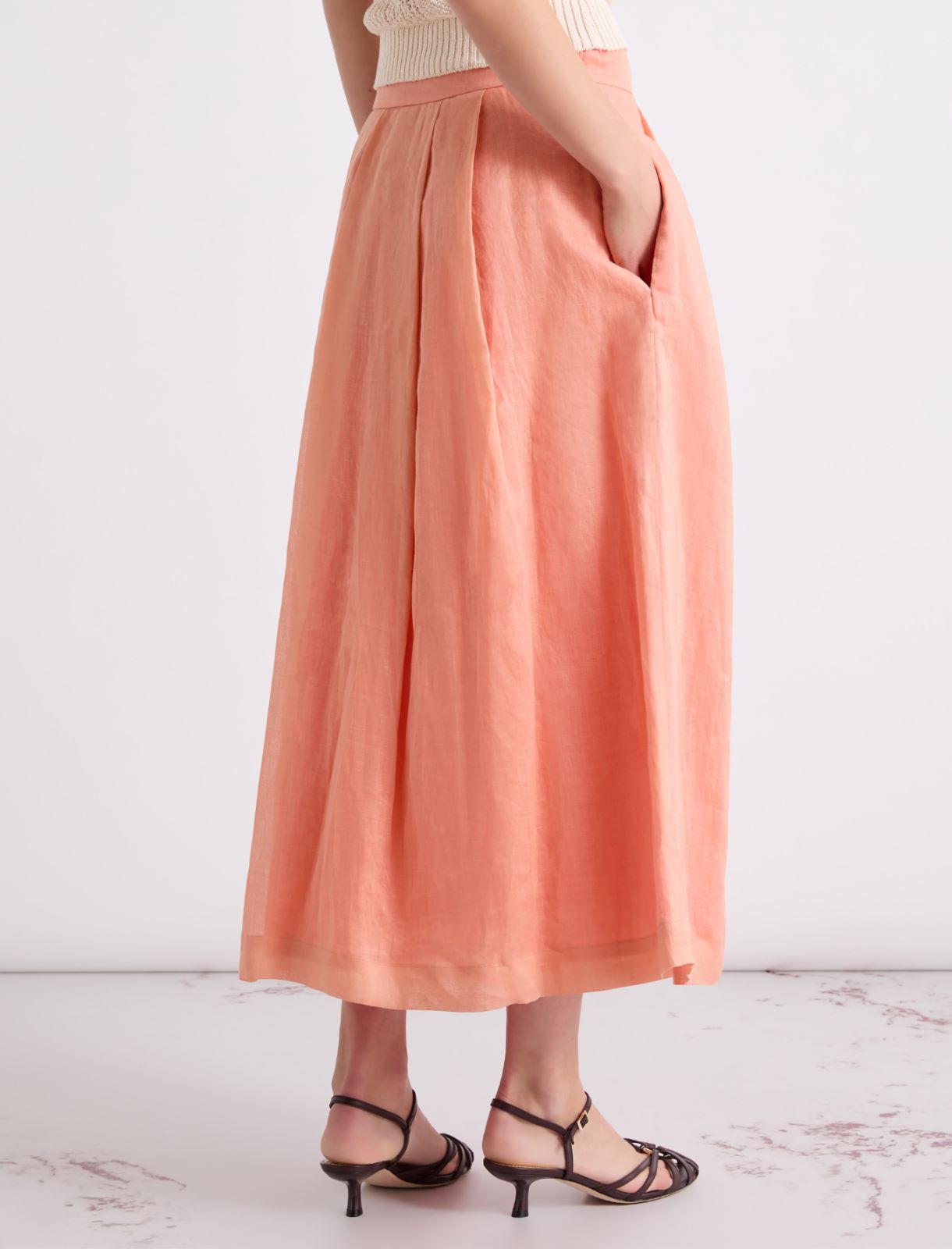 Light ramie skirt - ANTIQUE ROSE - Marella - 3