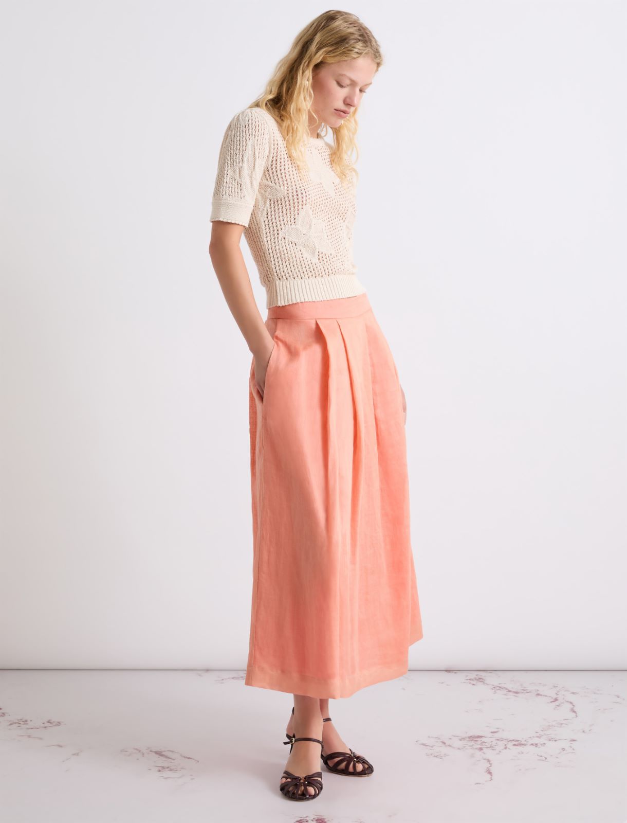 Light ramie skirt - ANTIQUE ROSE - Marella - 4