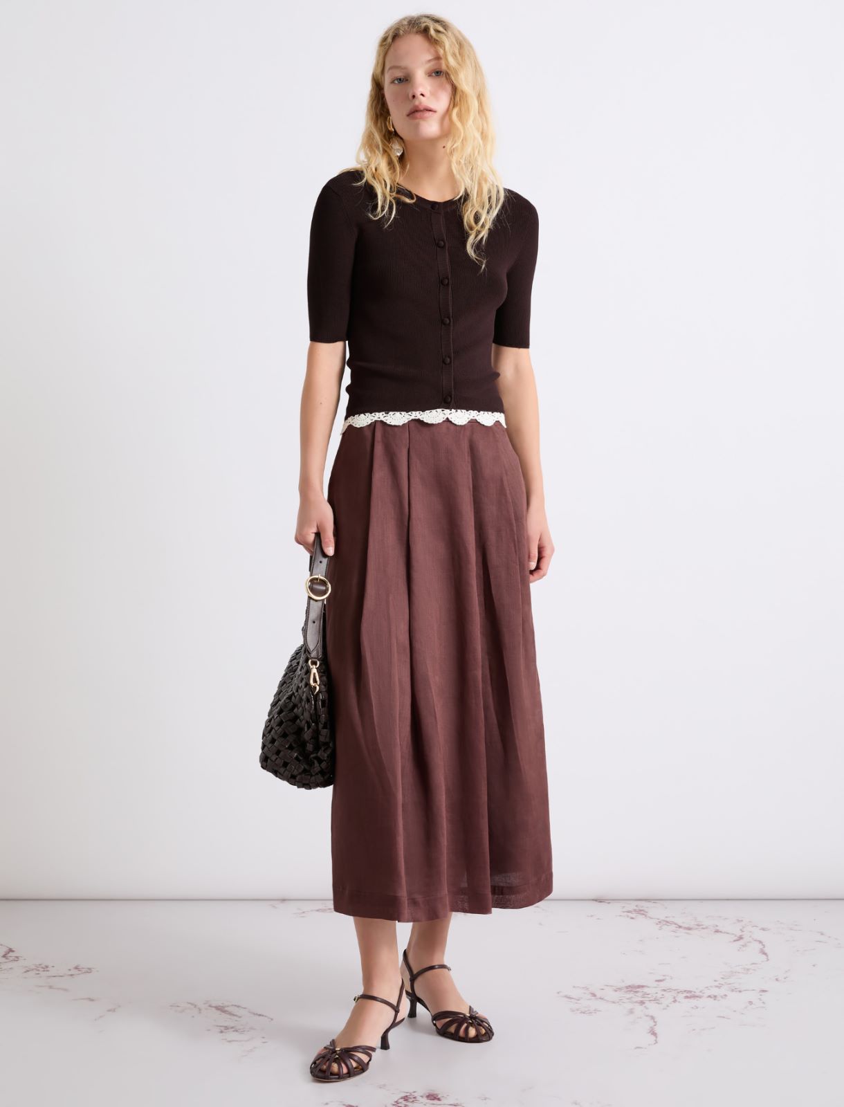 Light ramie skirt - BROWN - Marella - 2