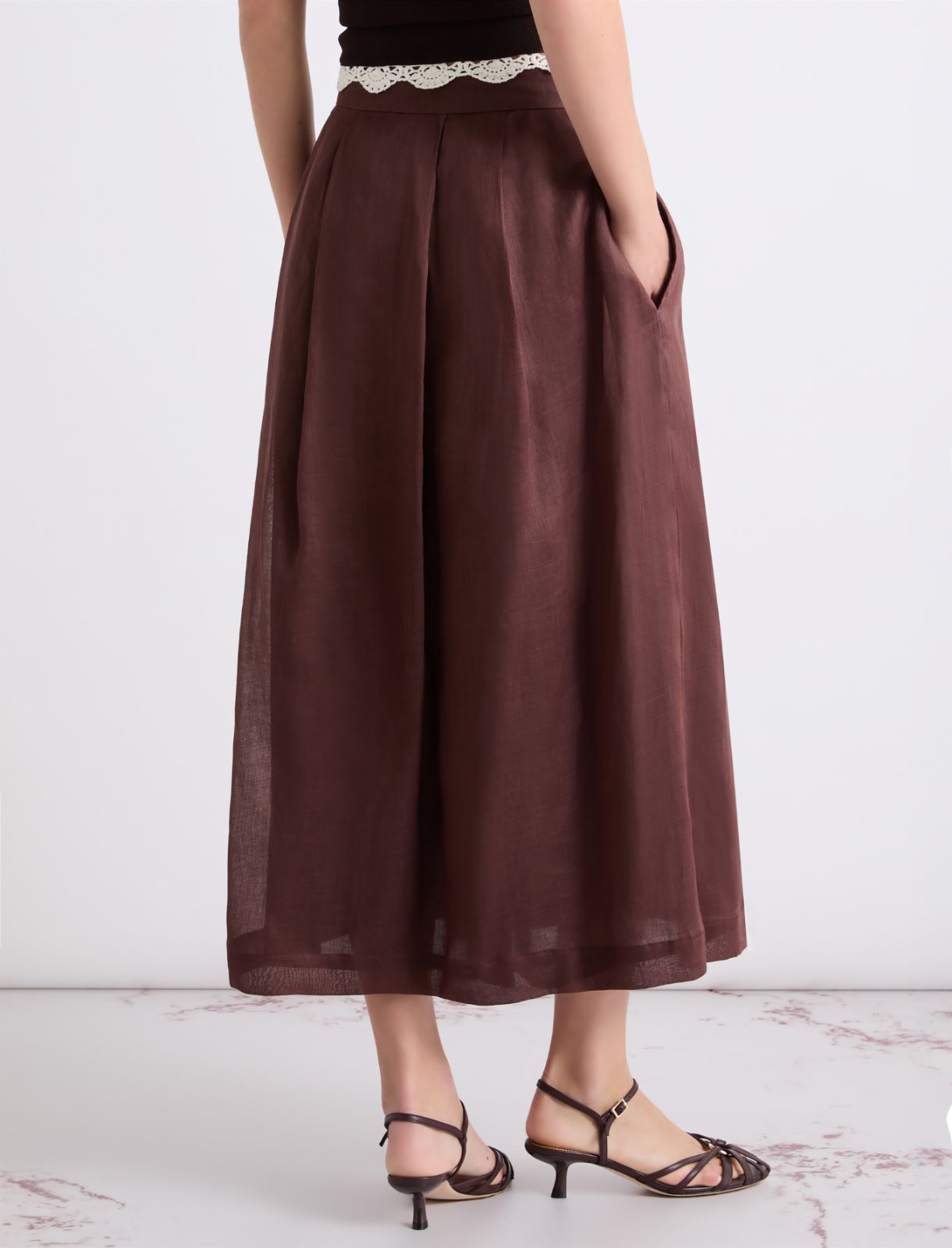 Light ramie skirt - BROWN - Marella - 3
