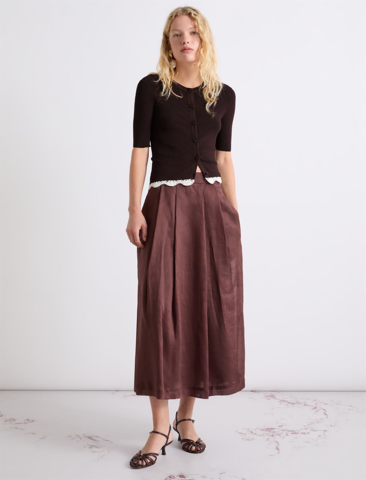Light ramie skirt - BROWN - Marella - 4