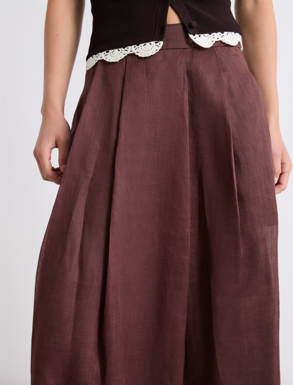 Light ramie skirt - BROWN - Marella - 5