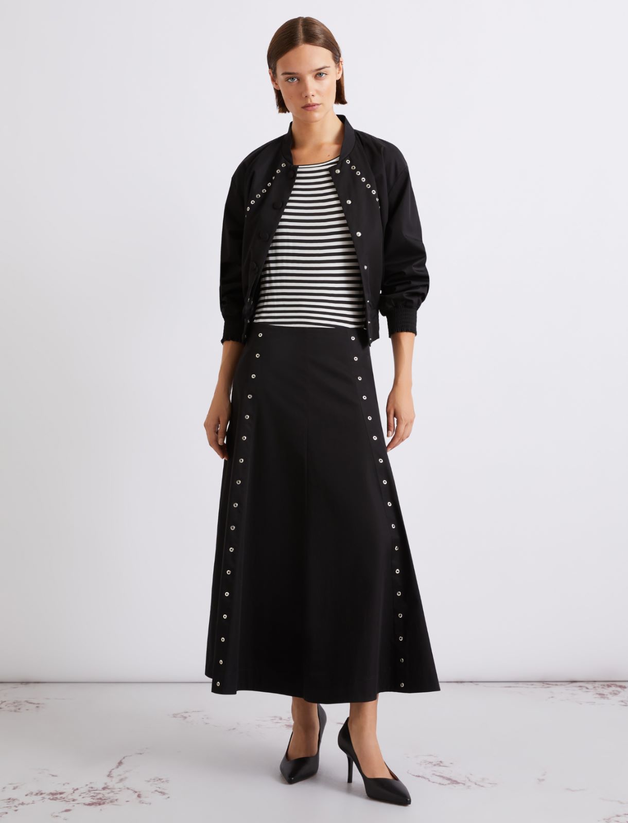 Flared cotton gabardine skirt - BLACK - Marella - 4