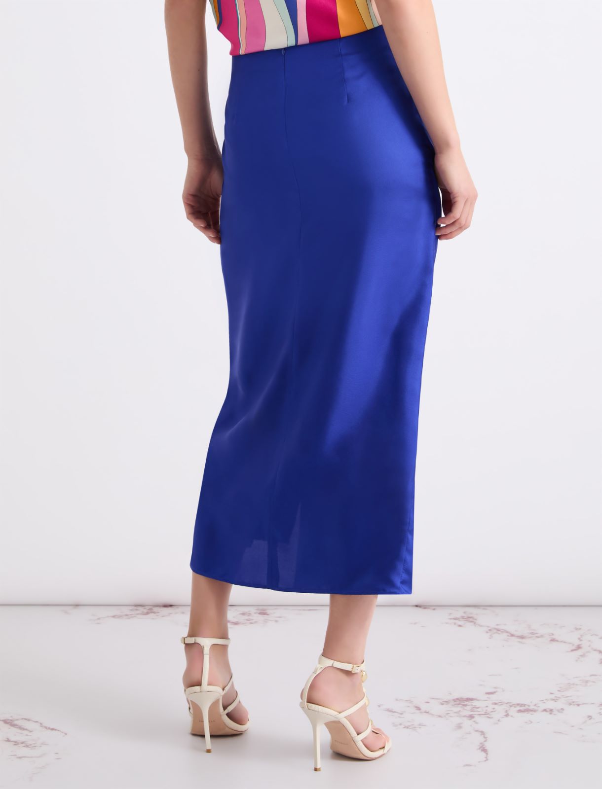 Knot-detail silk skirt - CORNFLOWER BLUE - Marella - 3