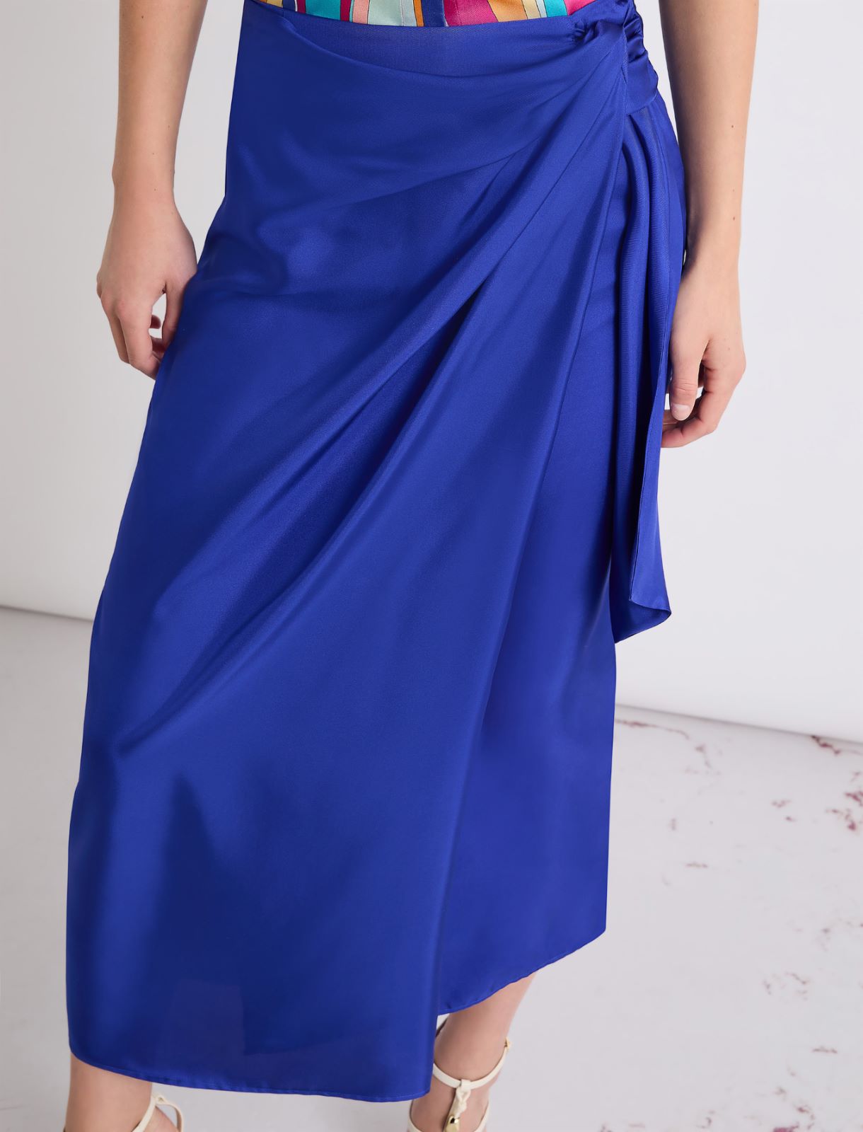 Knot-detail silk skirt - CORNFLOWER BLUE - Marella - 5