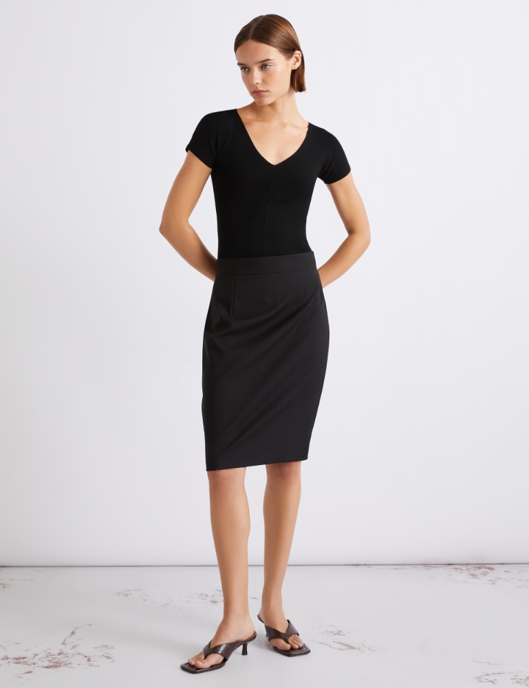 Jupe droite en pure laine extra fine - Marella