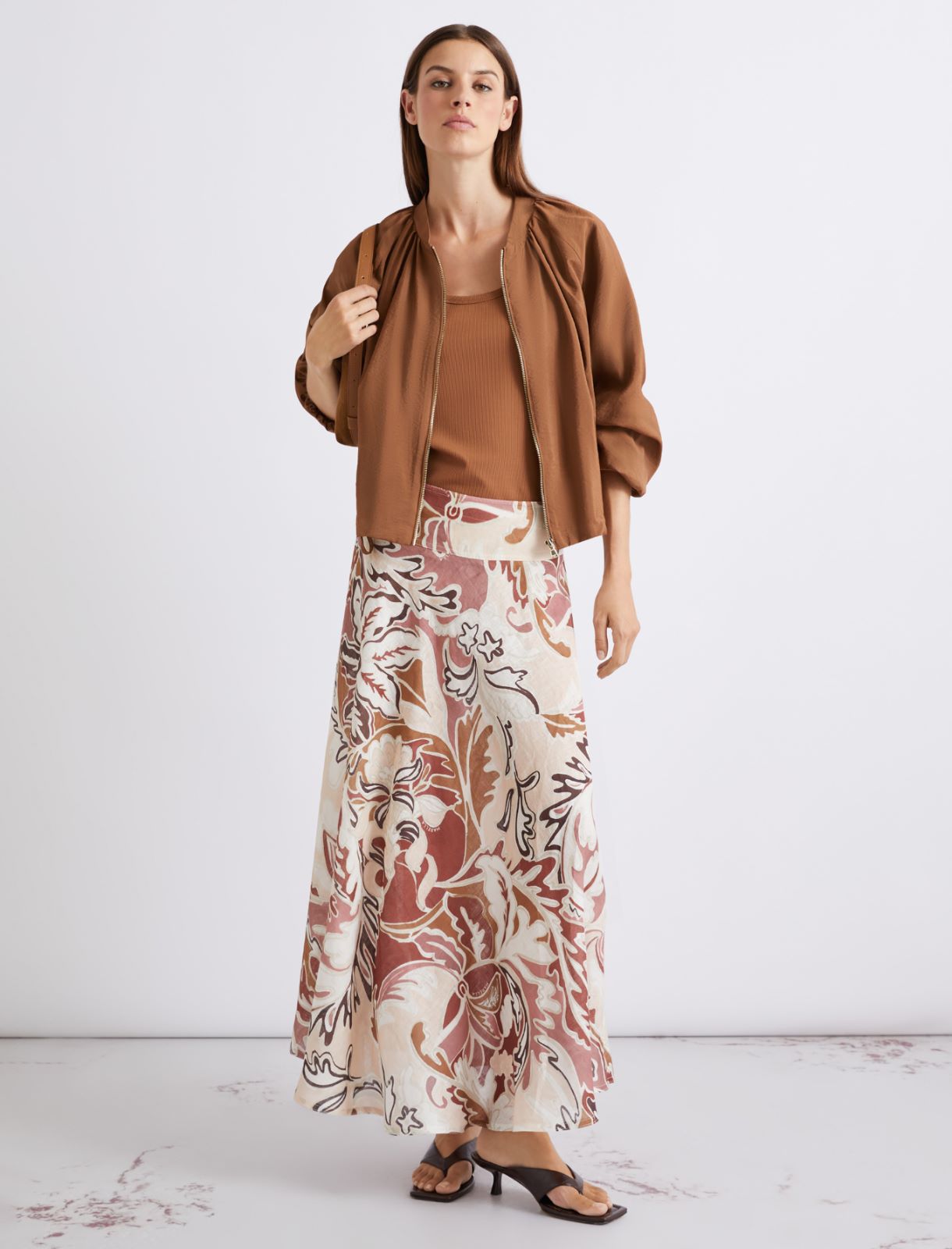 Printed linen skirt - BRICK RED - Marella - 2