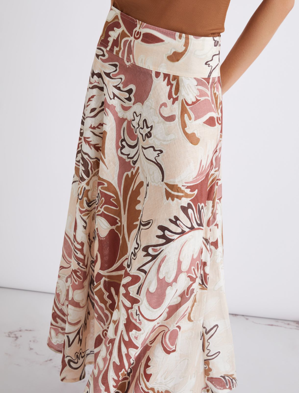 Printed linen skirt - BRICK RED - Marella - 5