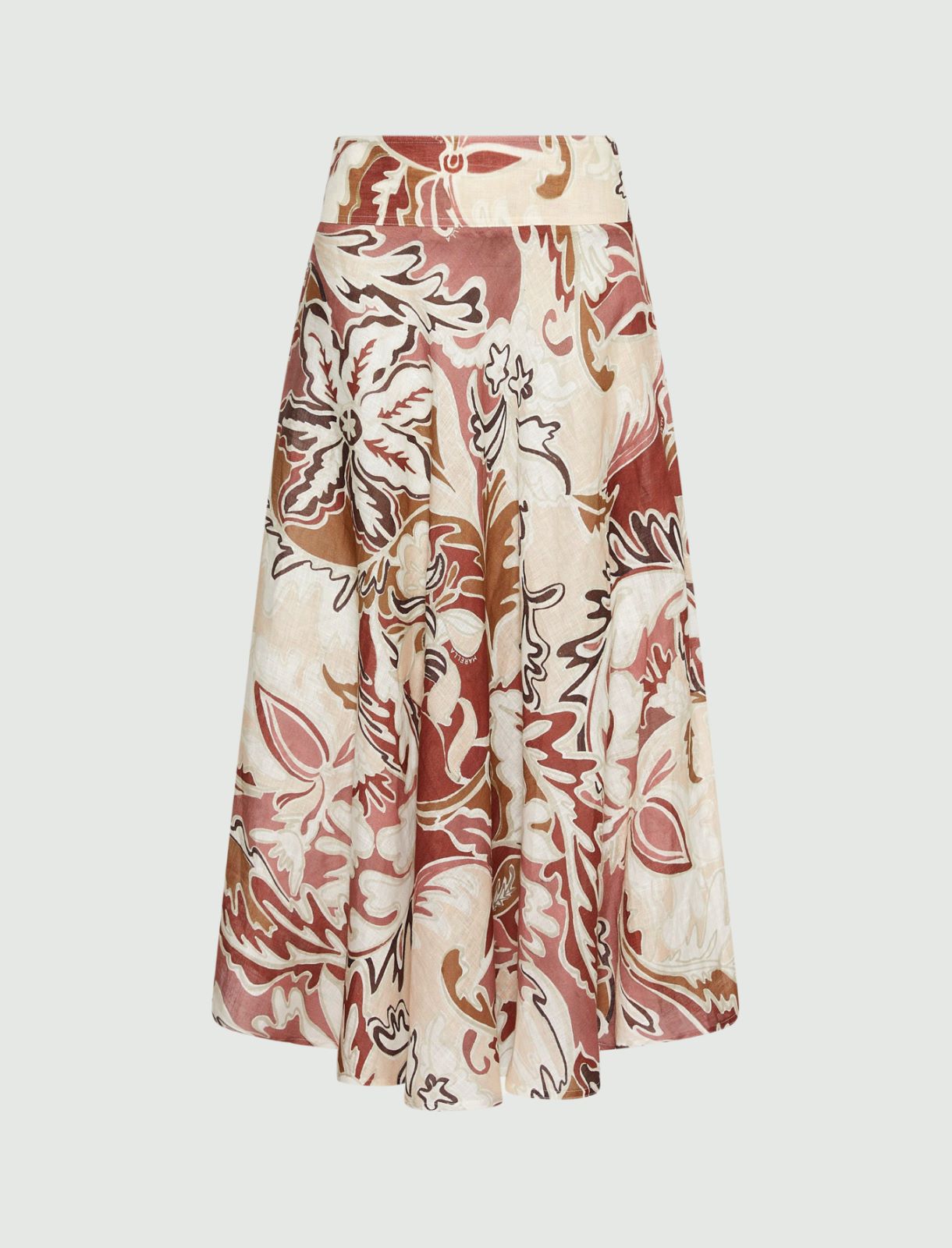 Printed linen skirt - BRICK RED - Marella