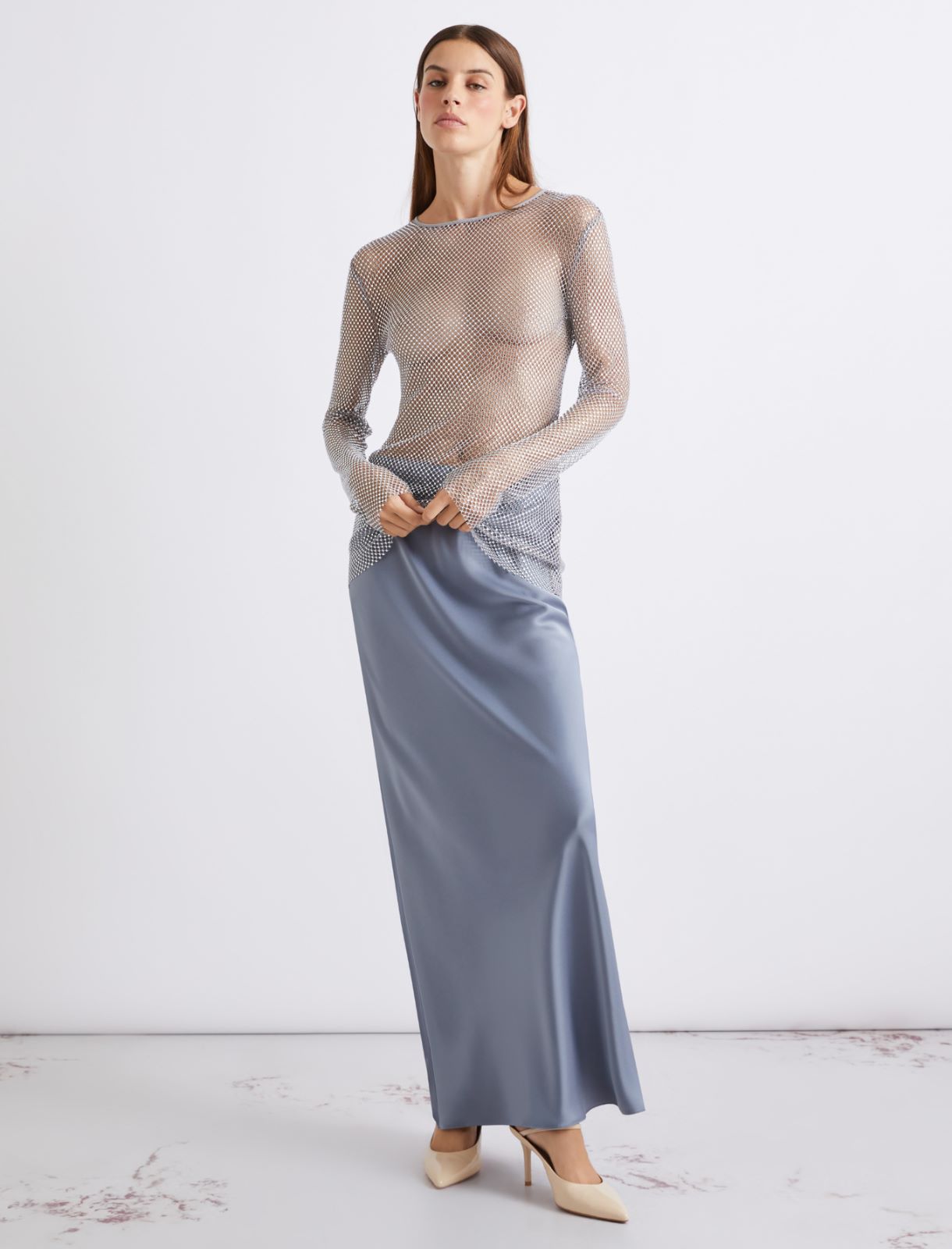 Figure-skimming satin skirt - LIGHT BLUE - Marella - 2