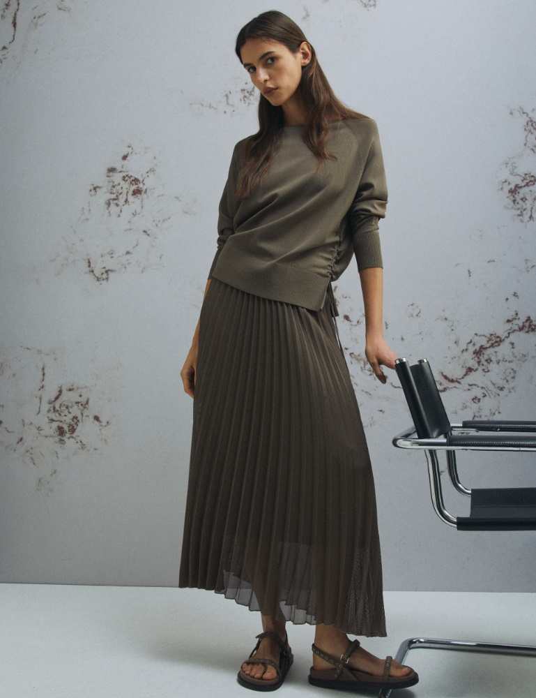 Gonna longuette in rete plissé - Marella