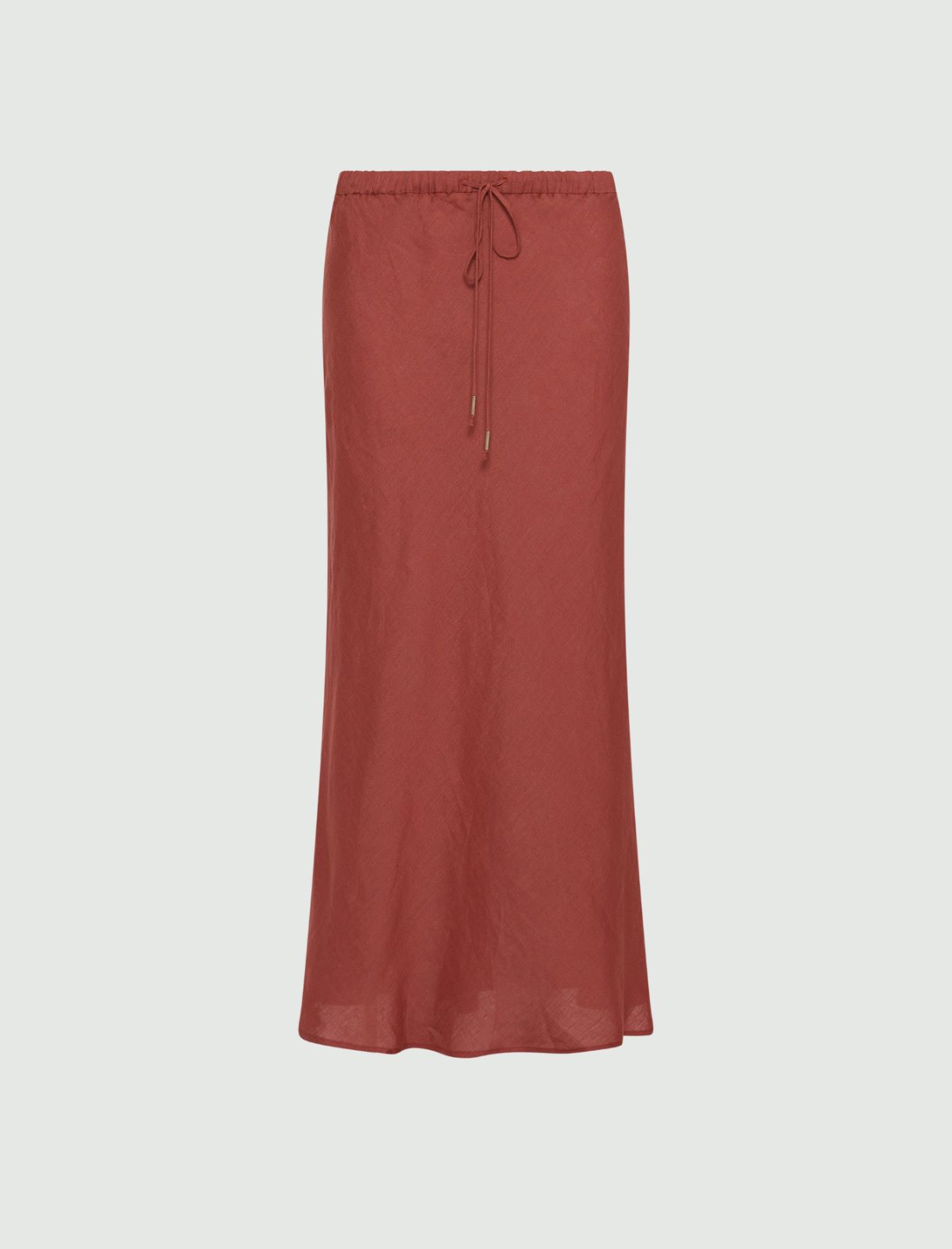 Flared pure linen skirt - BRICK RED - Marella