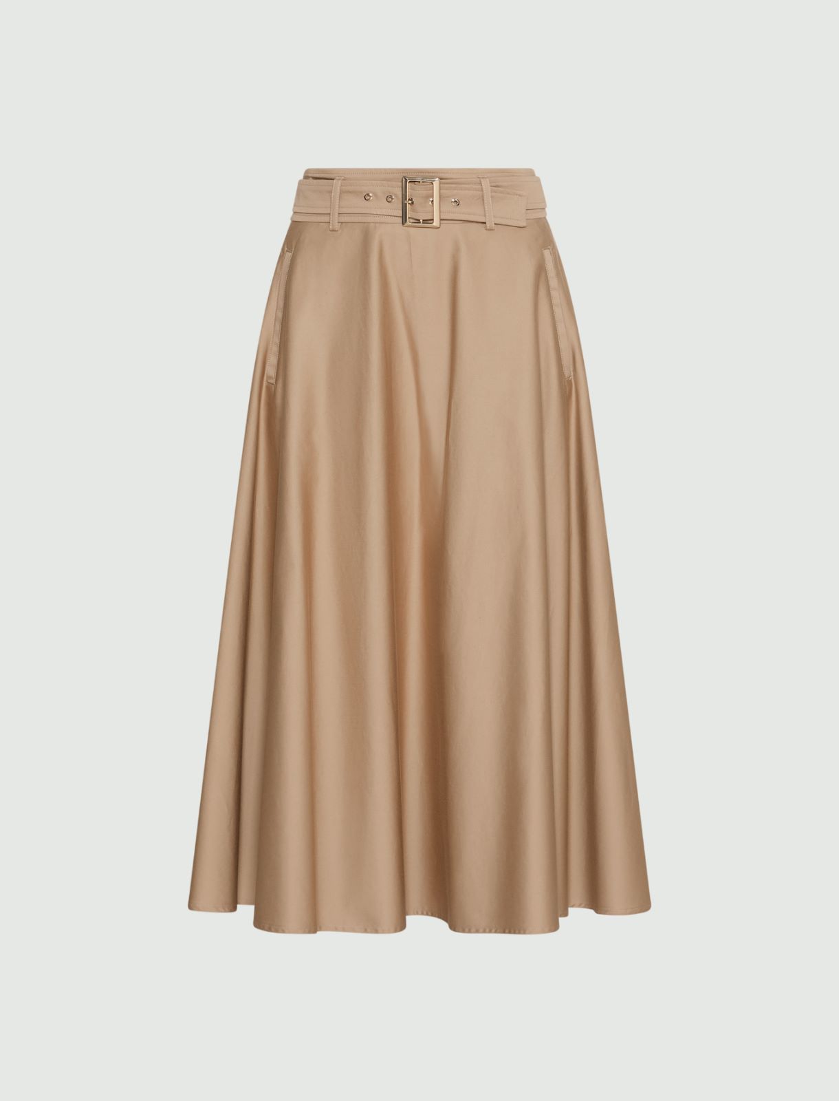 Water-repellent stretch cotton satin skirt - NATURAL - Marella