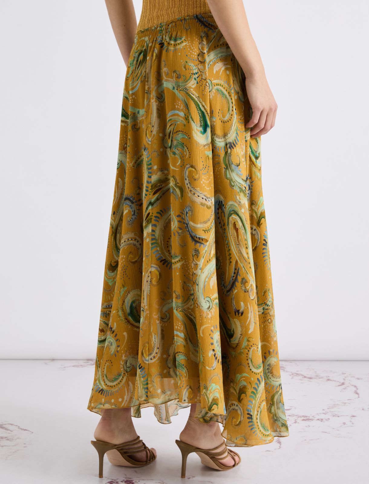 Flared crepon skirt - COGNAC - Marella - 3