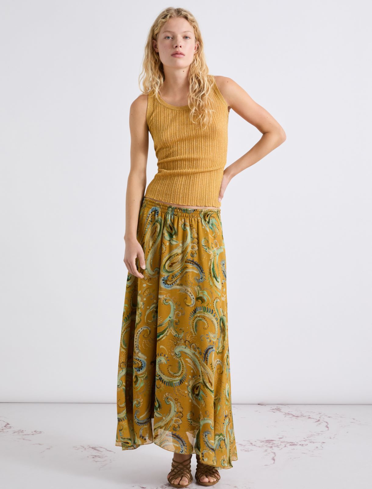 Flared crepon skirt - COGNAC - Marella - 4