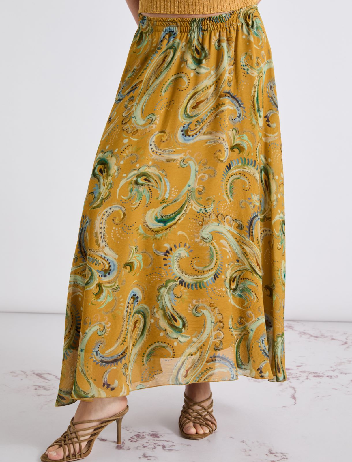 Flared crepon skirt - COGNAC - Marella - 5