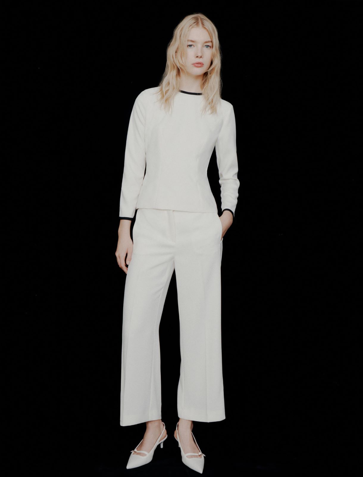 Envers satin blouse - Wool white - Marella - 2