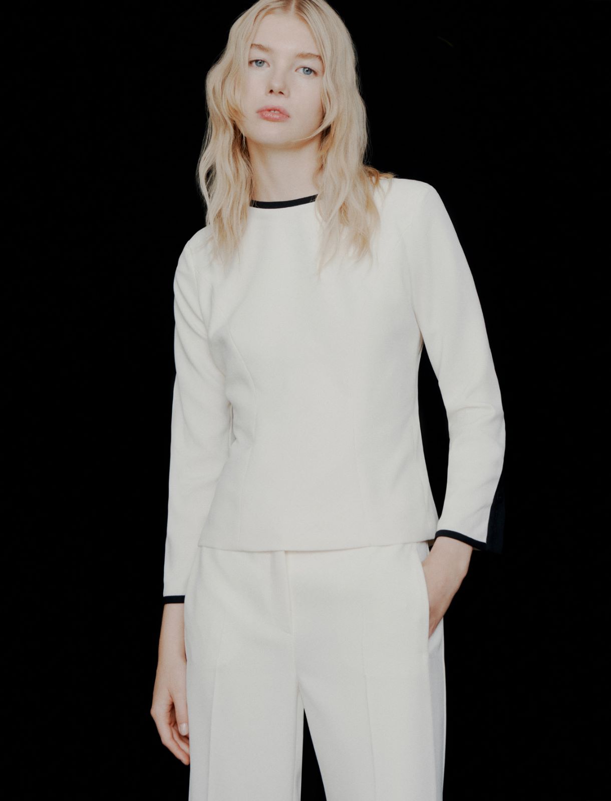 Envers satin blouse - Wool white - Marella - 4