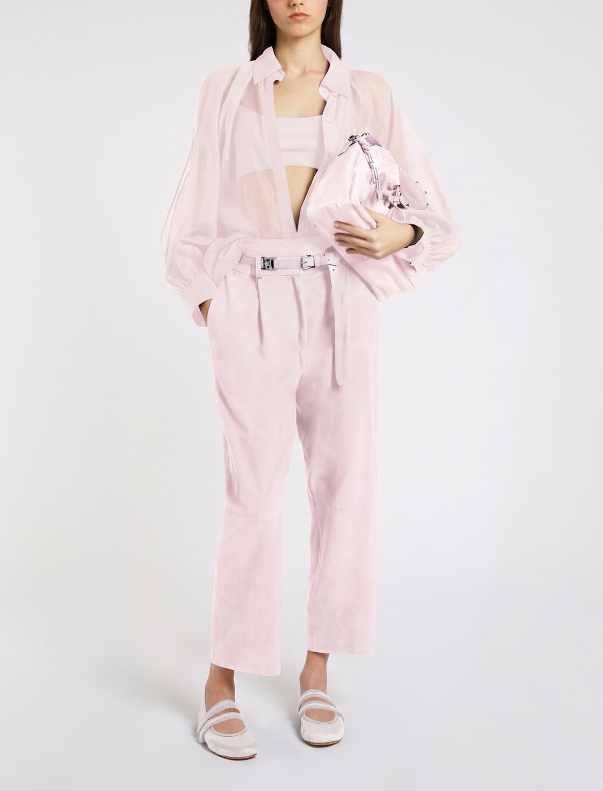 Cotton and silk muslin shirt - PINK - null