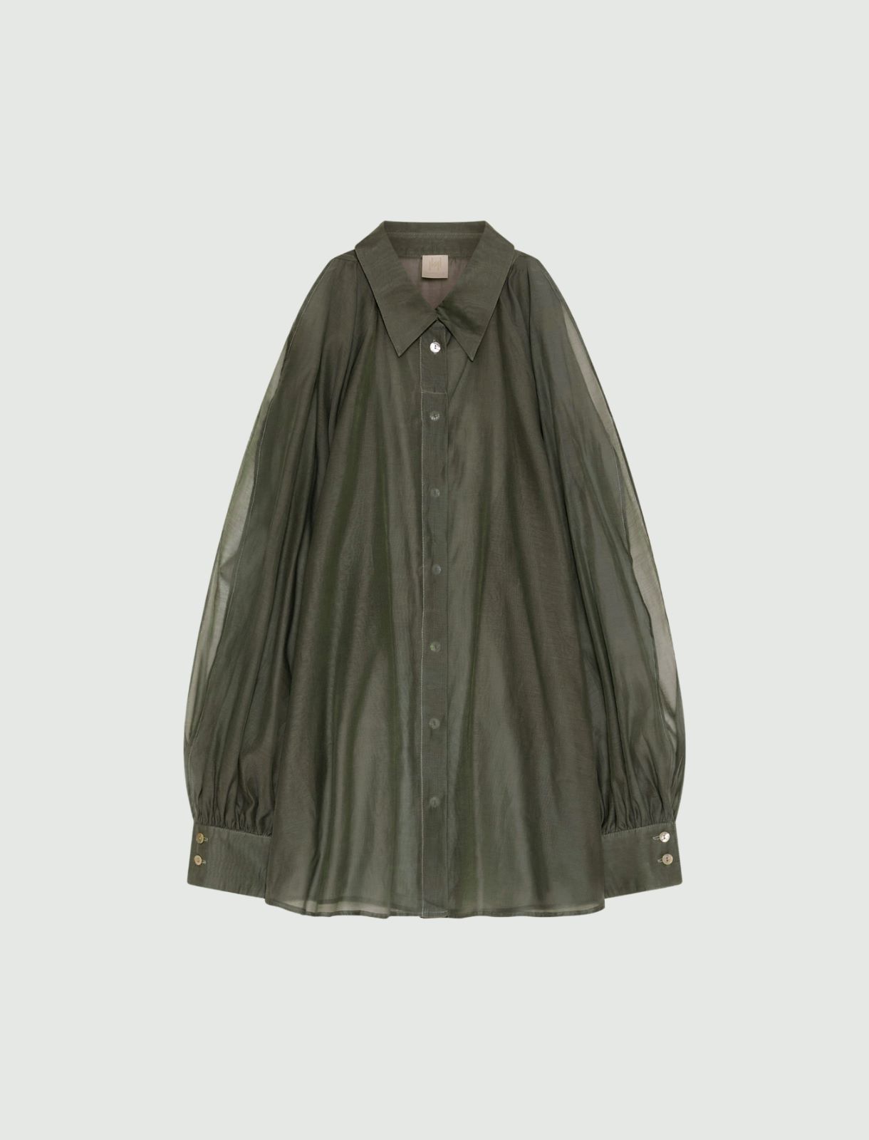 Cotton and silk muslin shirt - GREEN - Marella