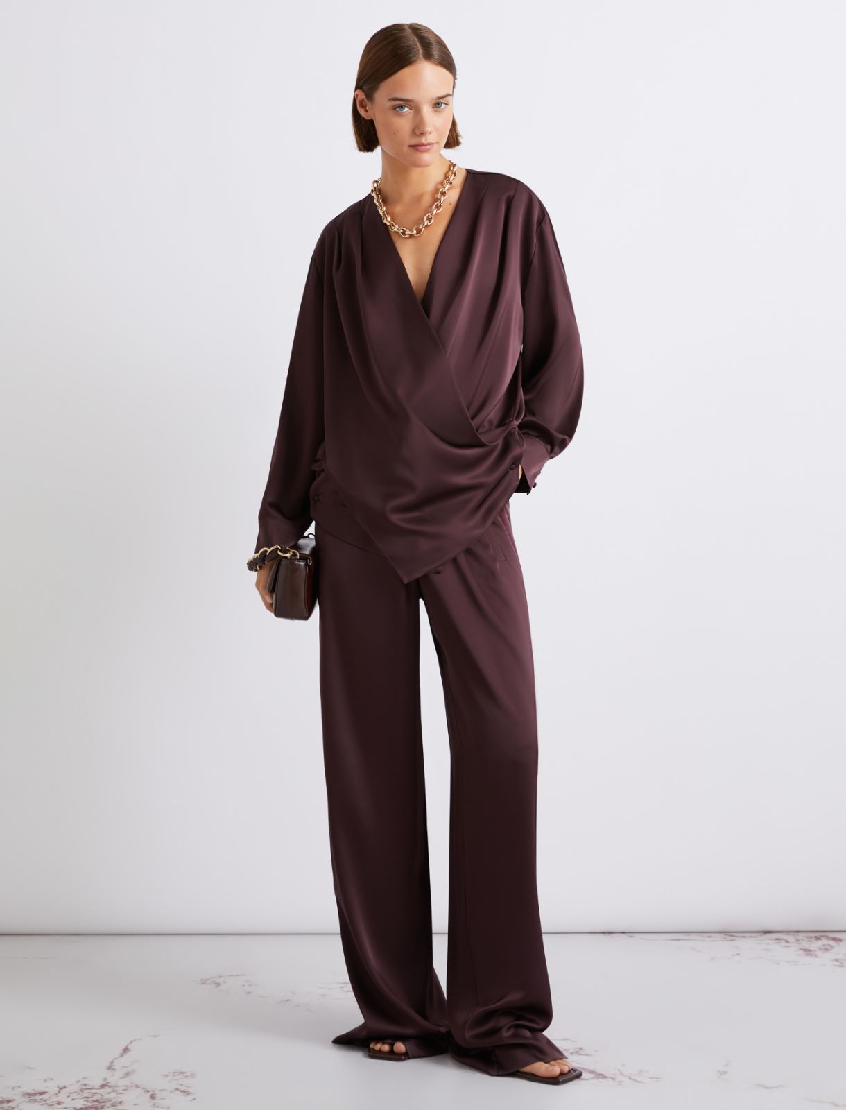 Satin criss-cross blouse - BORDEAUX - Marella - 2