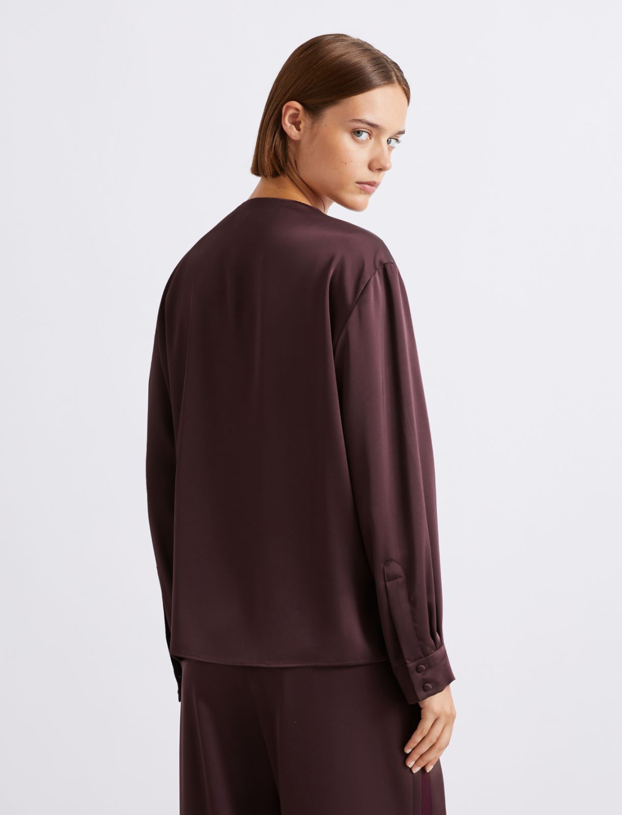 Satin criss-cross blouse - BORDEAUX - Marella - 3