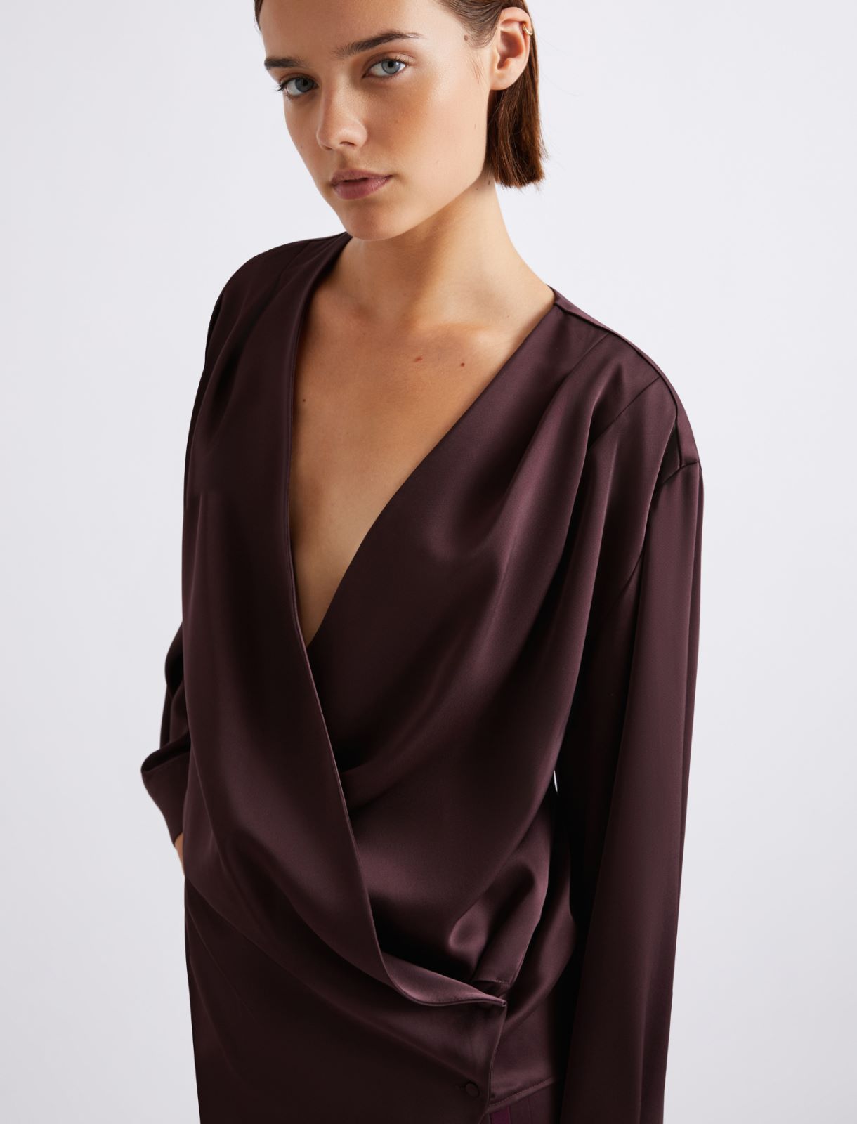 Satin criss-cross blouse - BORDEAUX - Marella - 5