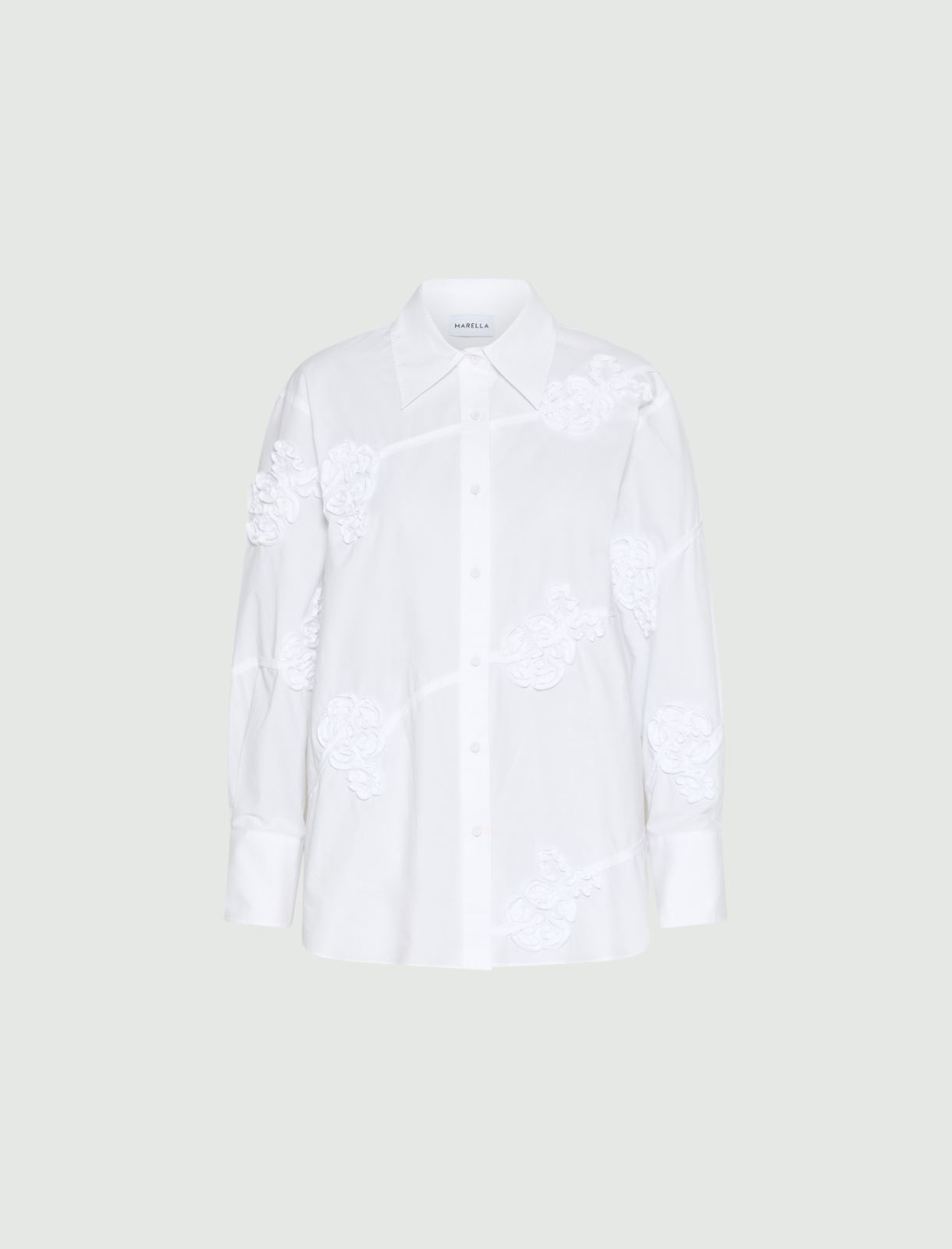 Koszula z popeliny z haftem - BIAŁY - Marella
