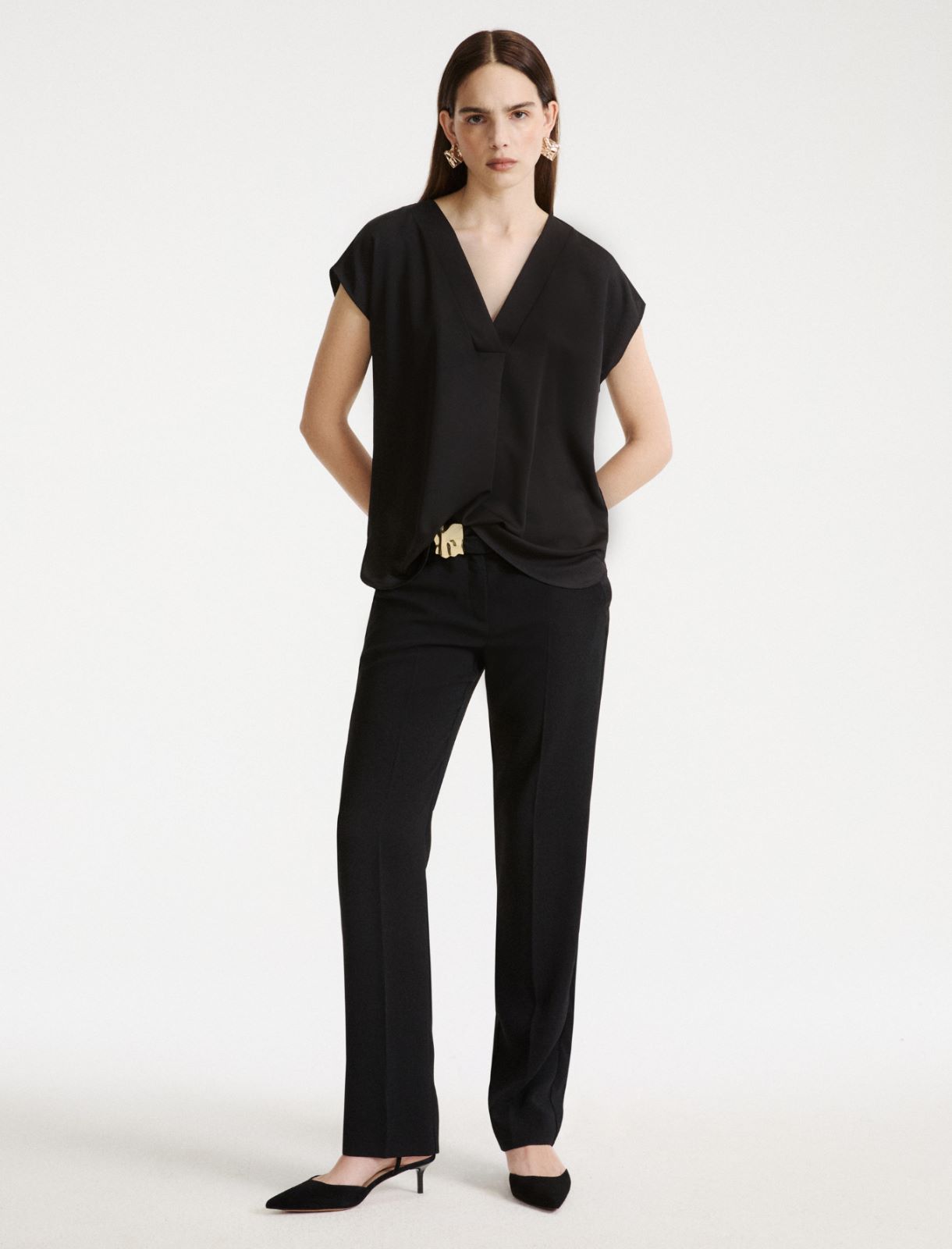 Fluid satin blouse - BLACK - Marella - 2