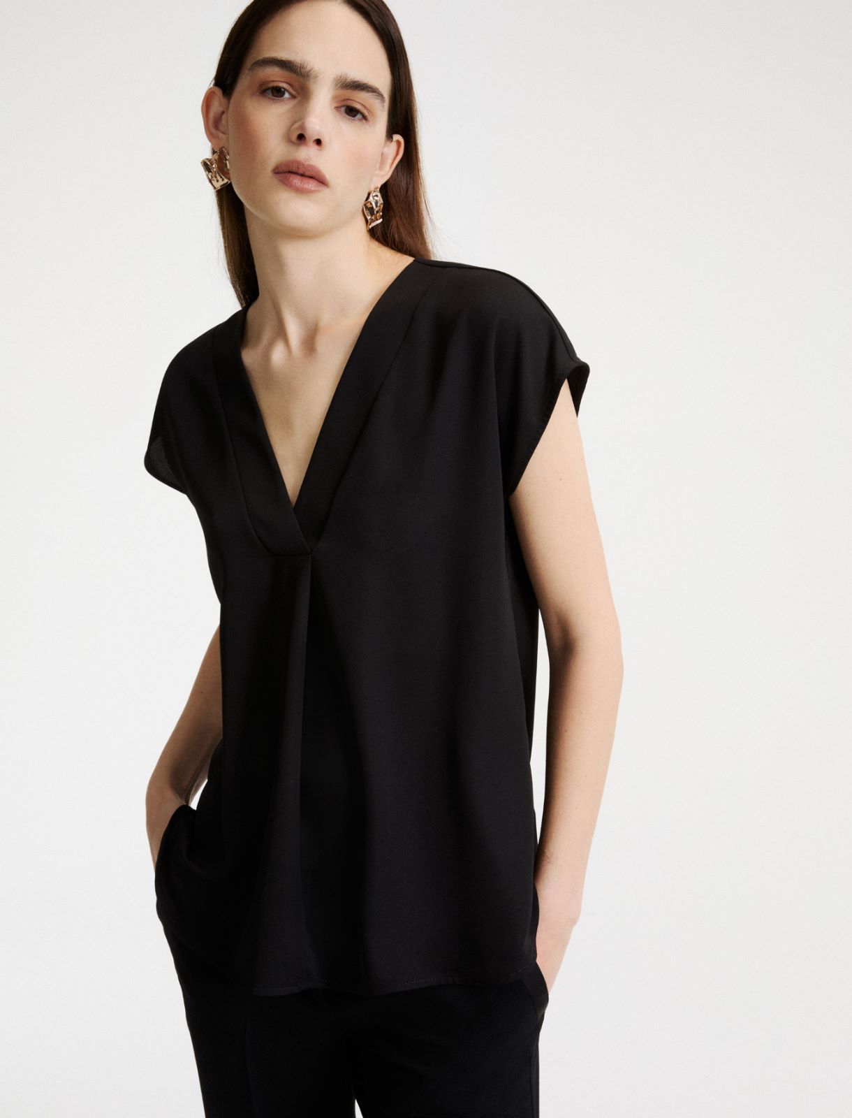 Fluid satin blouse - BLACK - Marella - 4