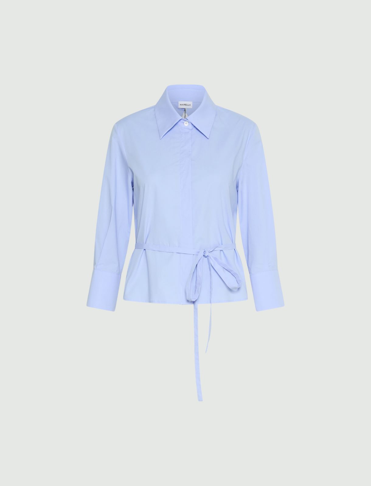 Koszula z popeliny z wycięciem na plecach - JASNONIEBIESKI - Marella