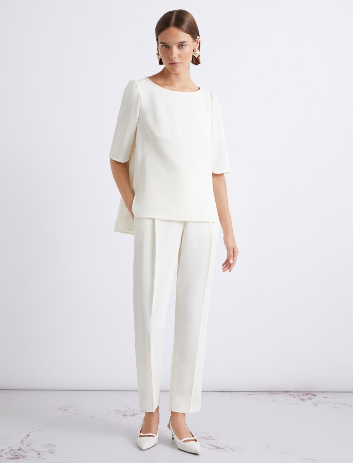 Bluse aus Envers-Satin mit kurzem Arm - WOLLWEIB - Marella - 2