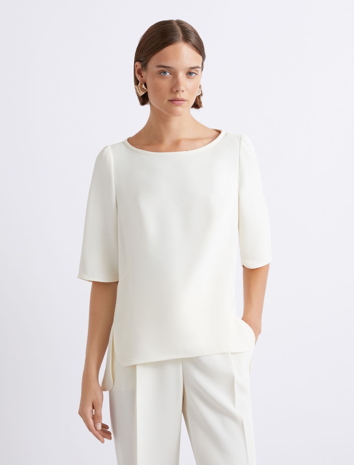 Bluse aus Envers-Satin mit kurzem Arm - WOLLWEIB - Marella - 4