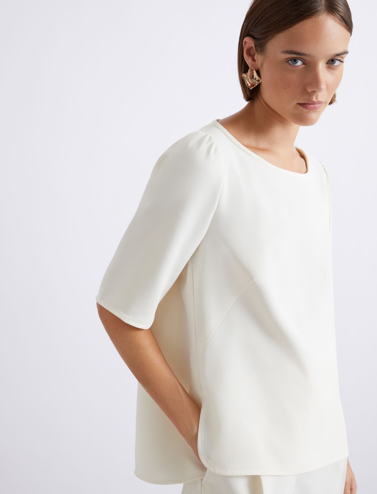 Bluse aus Envers-Satin mit kurzem Arm - WOLLWEIB - Marella - 5