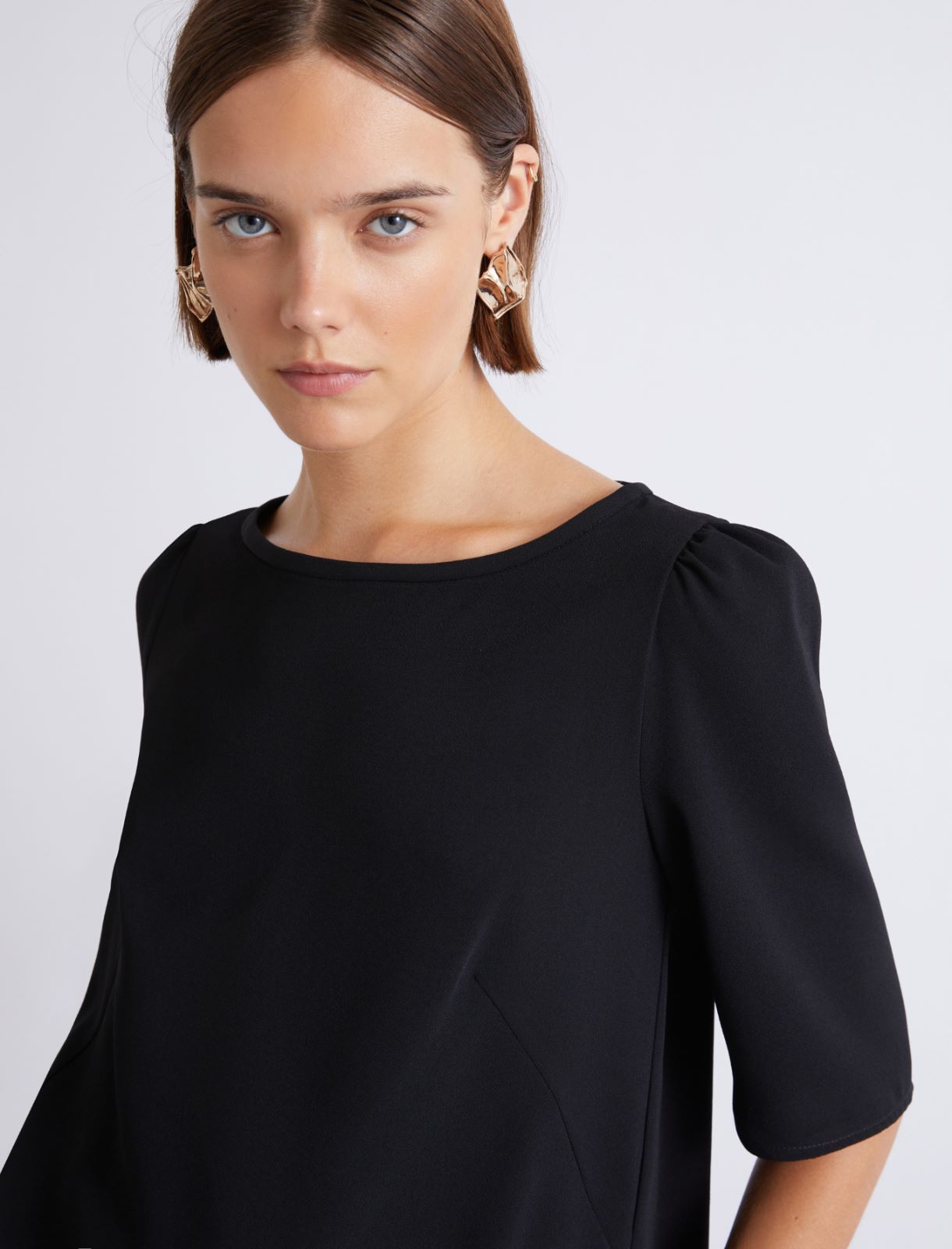 Bluse aus Envers-Satin mit kurzem Arm - SCHWARZ - Marella - 5