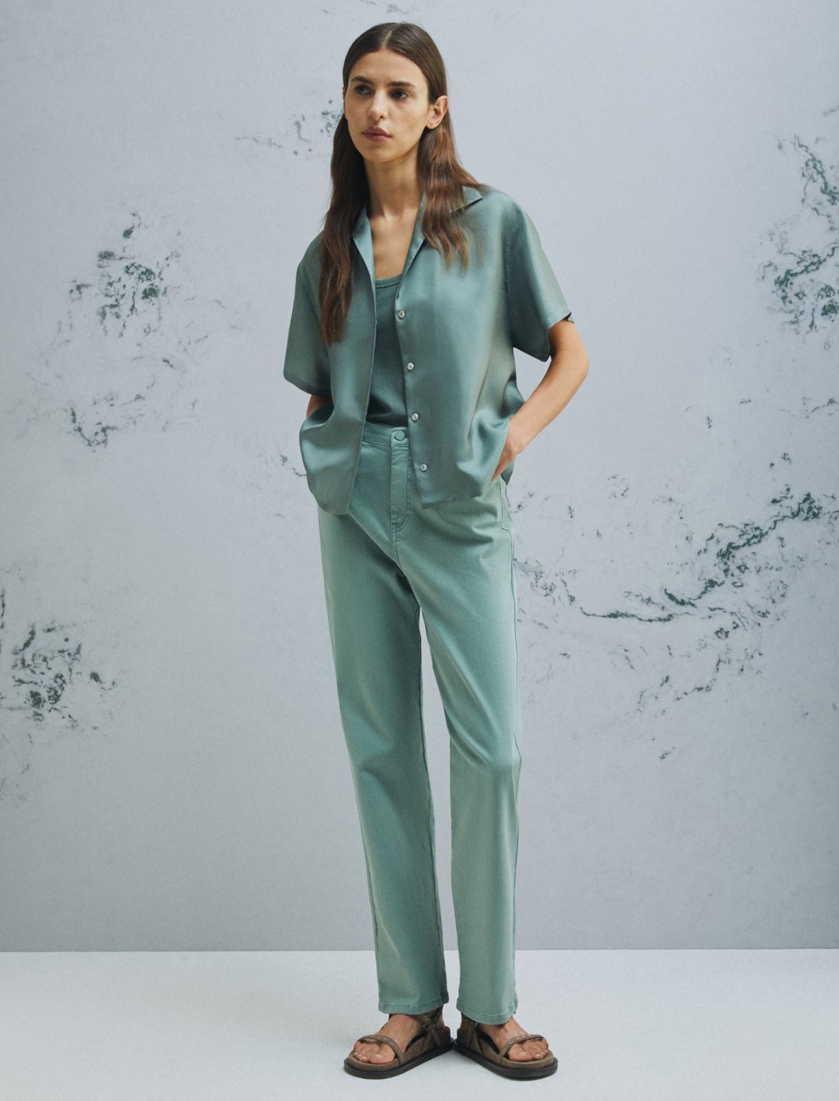 Short-sleeved silk shirt - GREEN - Marella - 2