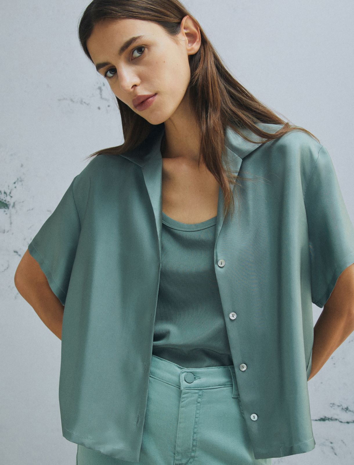Short-sleeved silk shirt - GREEN - Marella - 4