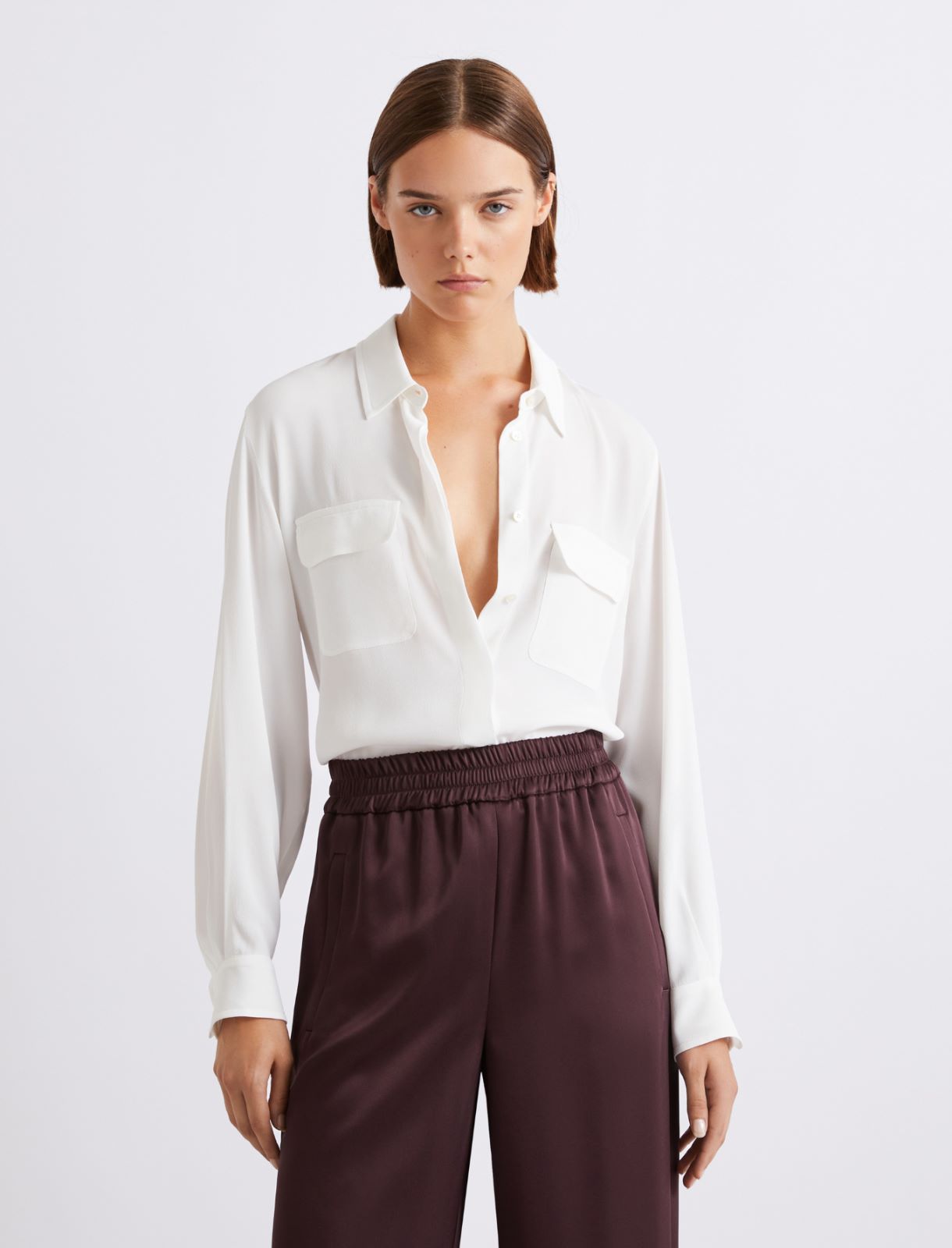 Silk-blend crepe shirt - WHITE - Marella - 4