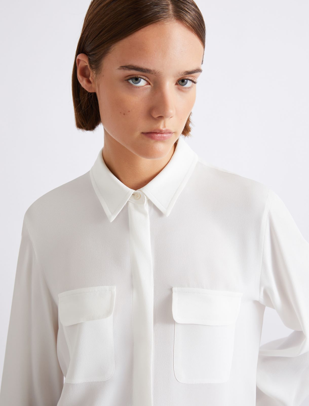 Silk-blend crepe shirt - WHITE - Marella - 5