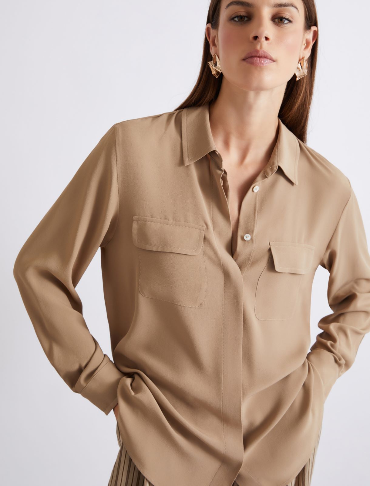 Camicia in crêpe di misto seta - Naturale - Marella - 5