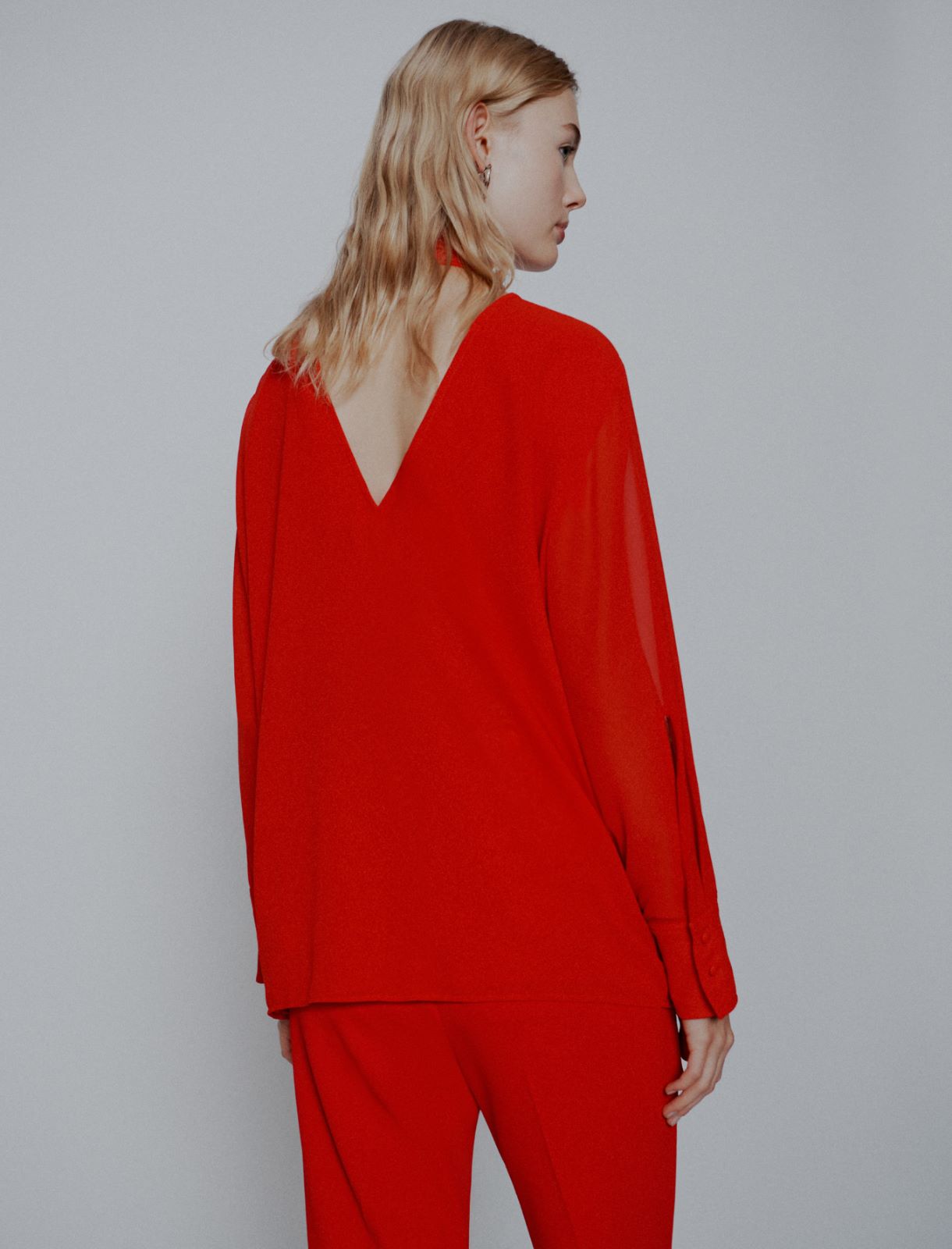 Crepe georgette blouse - RED - Marella - 3