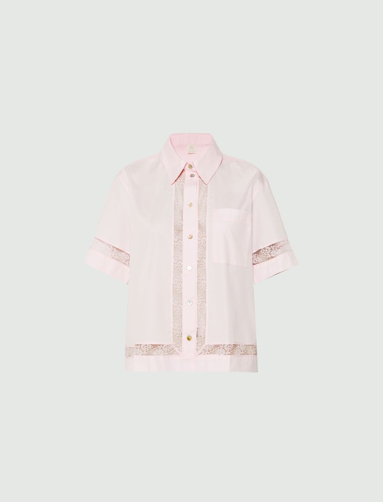 Lace-adorned poplin shirt - PINK - Marella