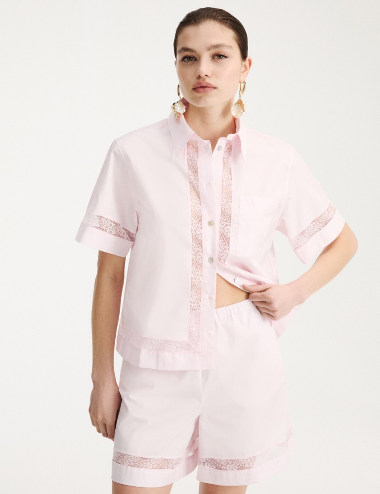 Lace-adorned poplin shirt - Marella
