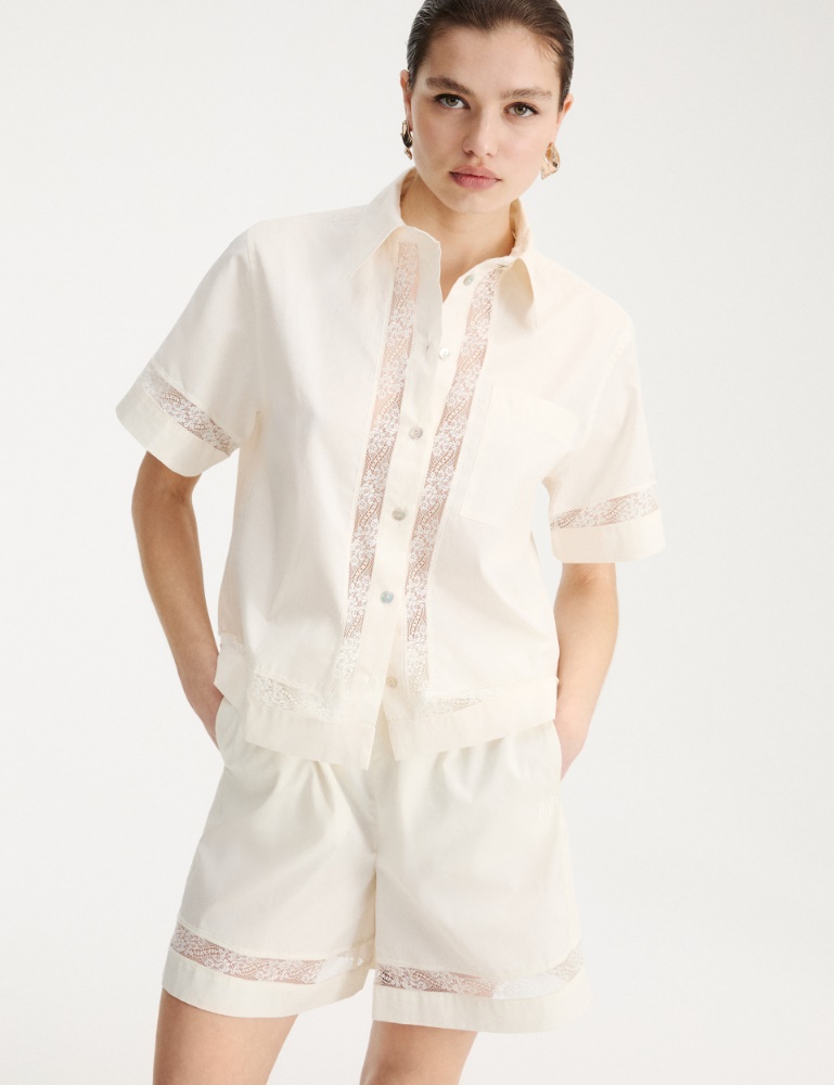 Lace-adorned poplin shirt - Marella