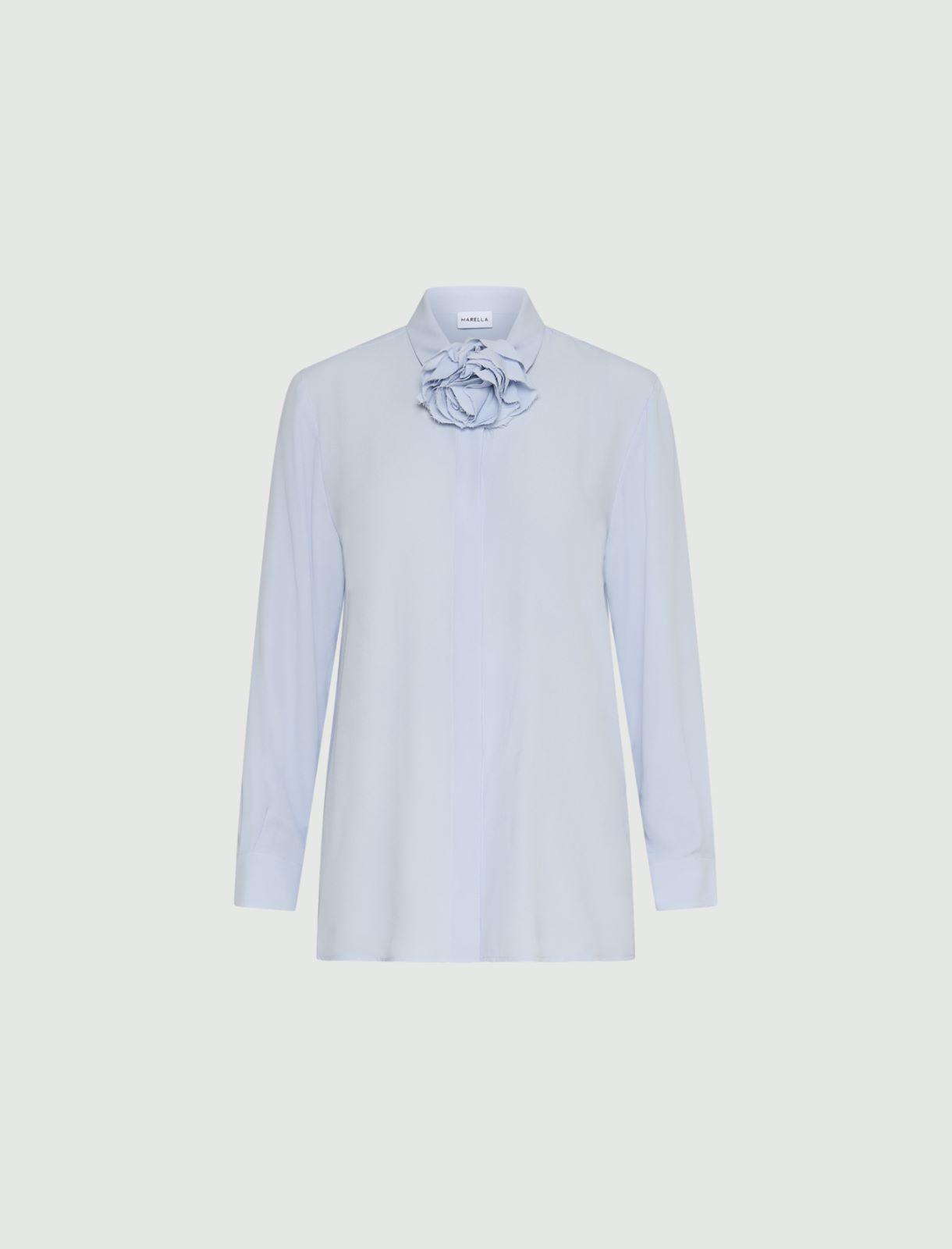 Silk-blend shirt with a floral sash - LIGHT BLUE - Marella